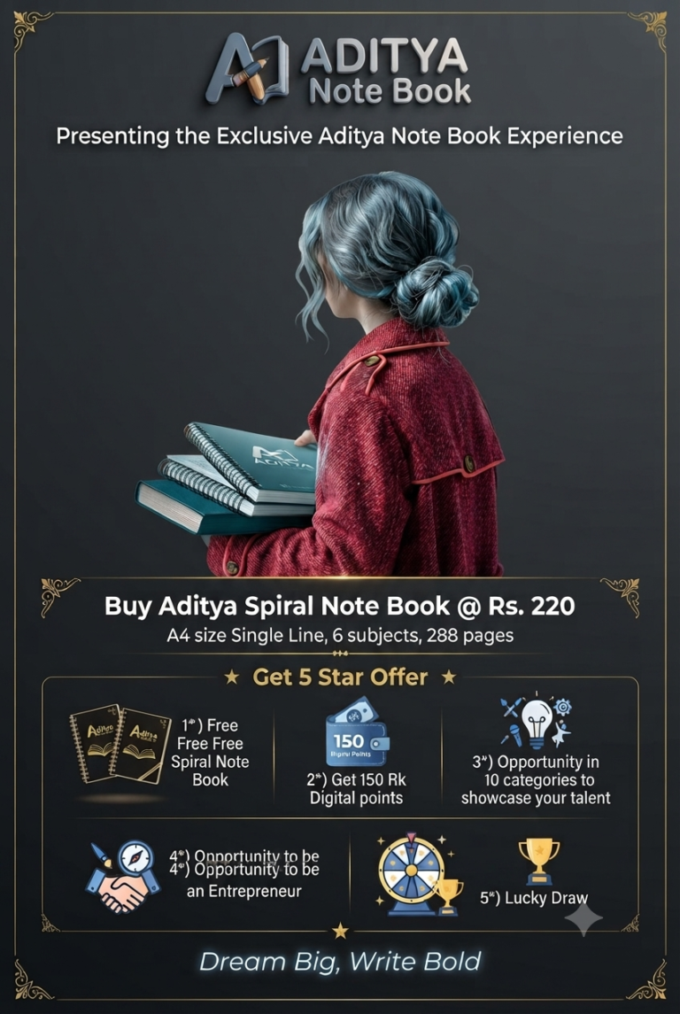 Aditya Note Book @ 220 and get 5 Star offer